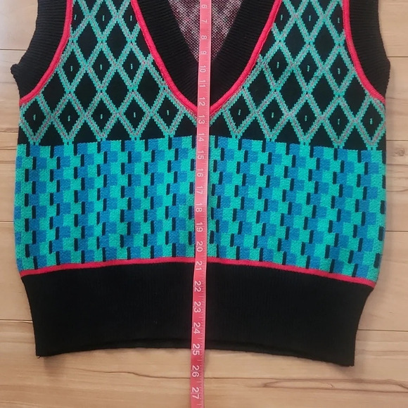 Cider Diamond Stitching Checkered Knitted Sweater Vest MEDIUM - Picture 12 of 12